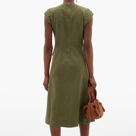 SEA Adalene Tie-waist Cotton-twill Dress in “Army” - Picture 2 of 9